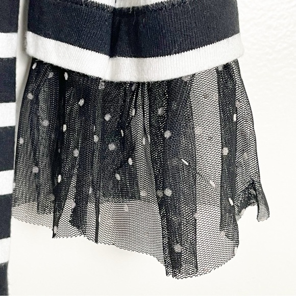 J CREW Women's Tulle Cuffed Stripe Black White Top - XXS - Picture 7 of 11